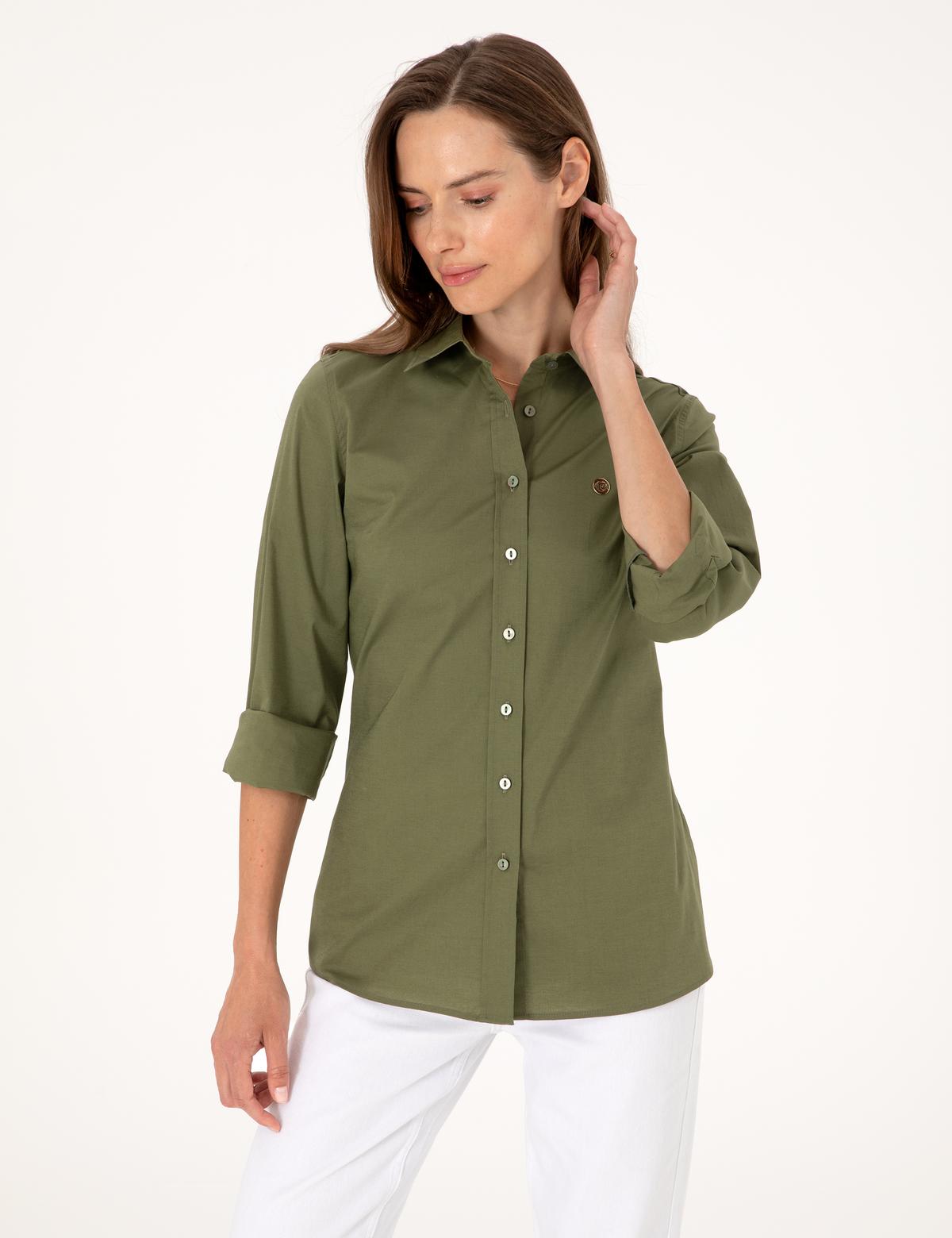 Haki Slim Fit Uzun Kollu Gömlek - 50313589037