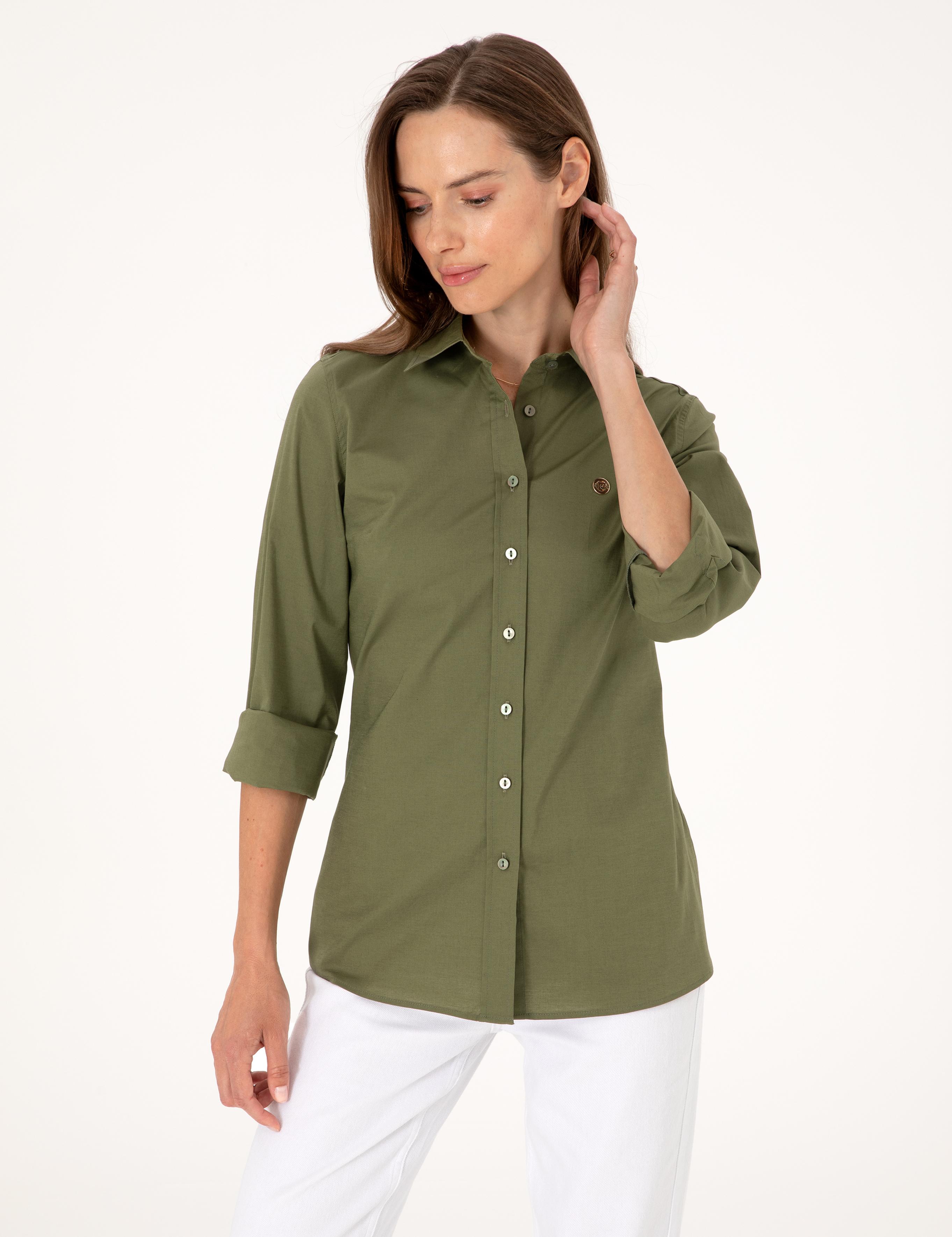 Haki Slim Fit Uzun Kollu Gömlek