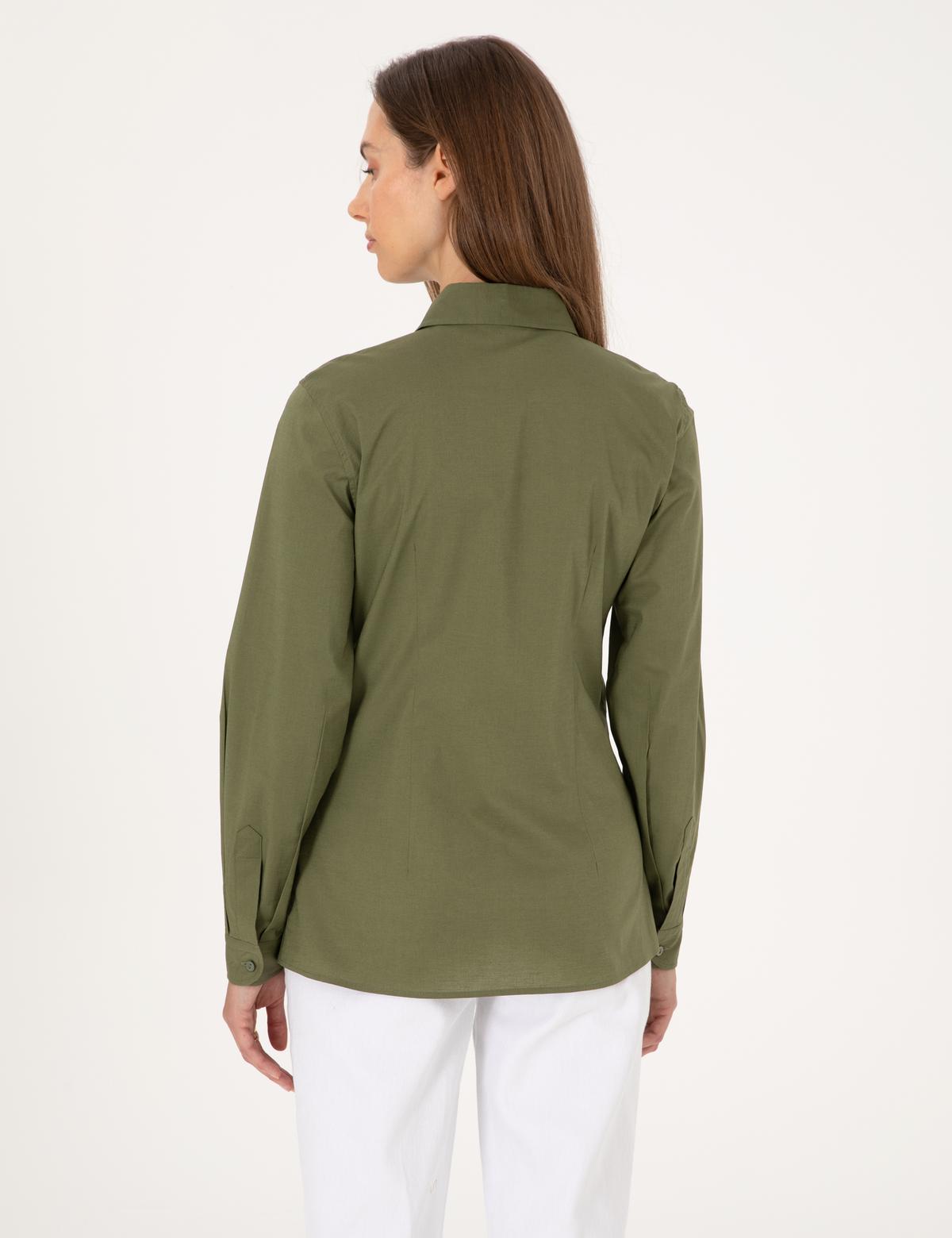 Haki Slim Fit Uzun Kollu Gömlek - 50313589037