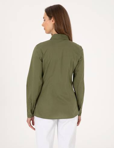 Haki Slim Fit Uzun Kollu Gömlek