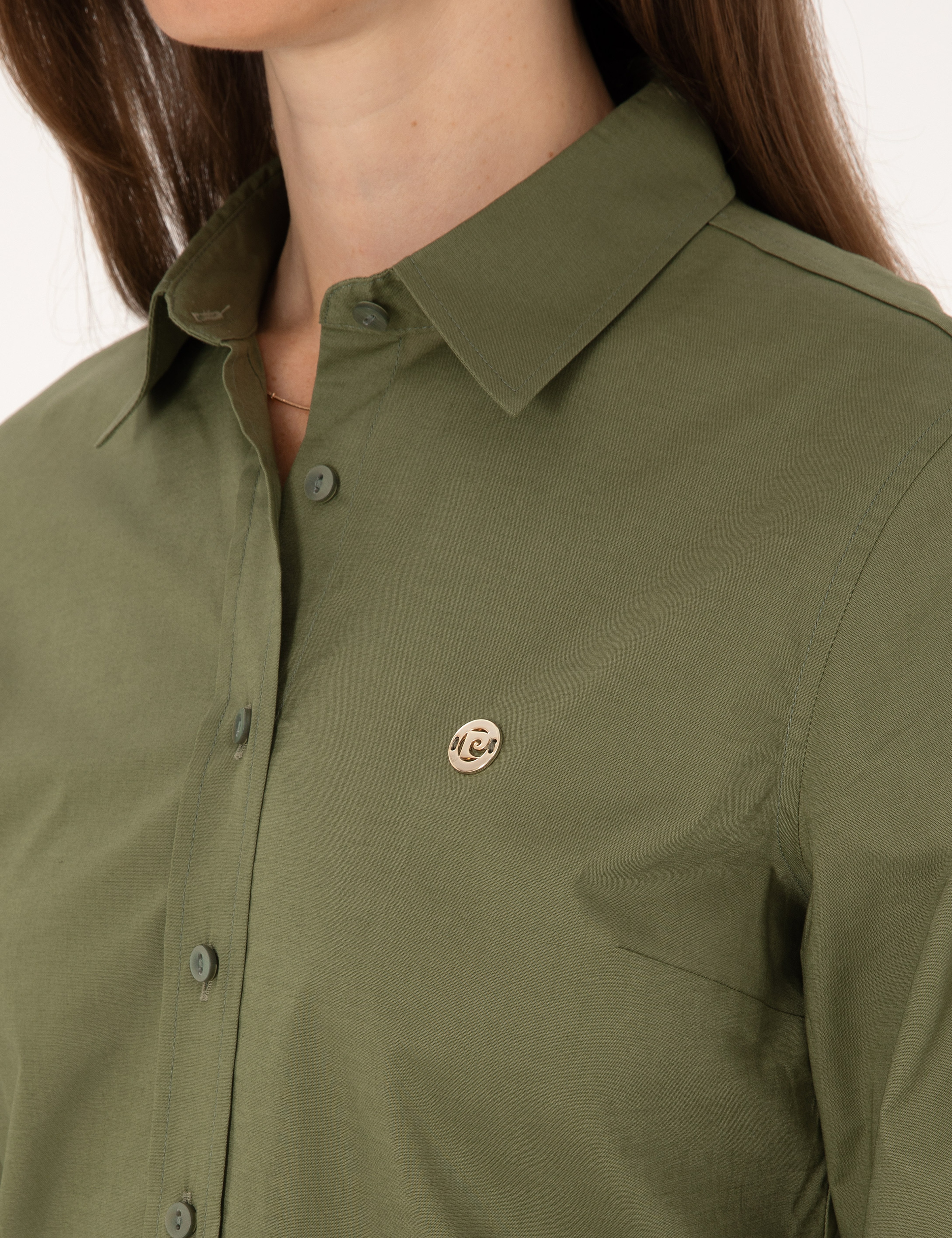 Haki Slim Fit Uzun Kollu Gömlek