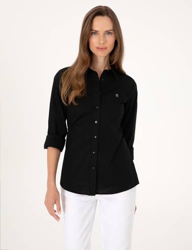 Siyah Slim Fit Uzun Kollu Gömlek
