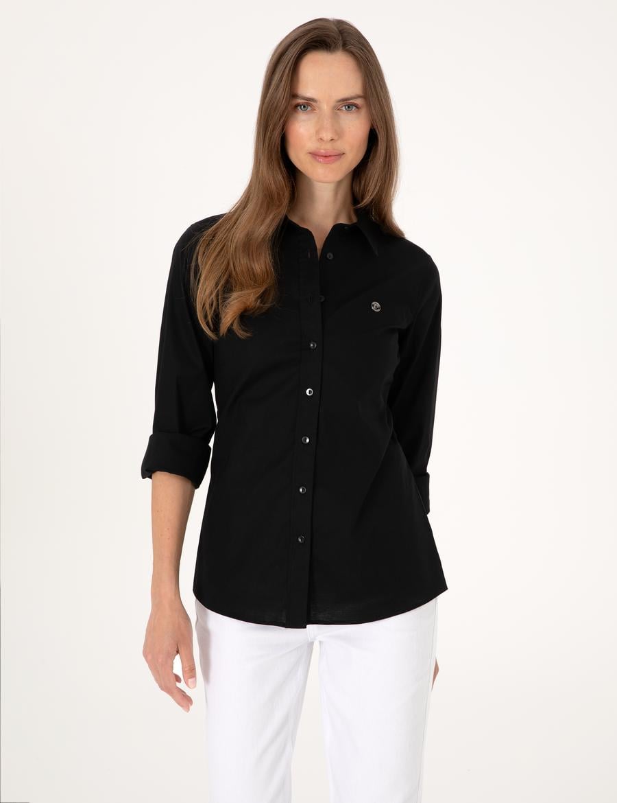 Siyah Slim Fit Uzun Kollu Gömlek