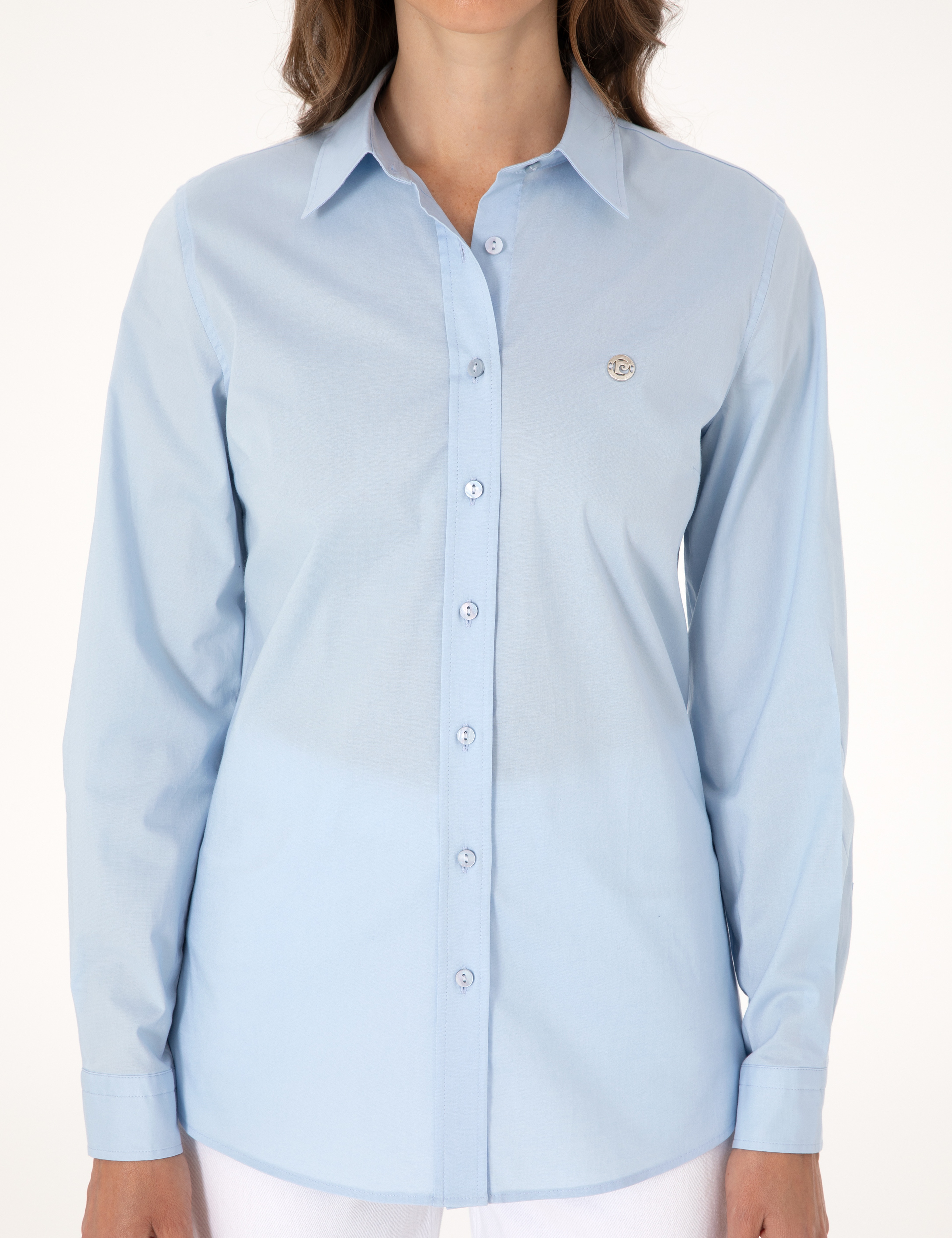 Açık Mavi Slim Fit Uzun Kollu Gömlek - Image 6