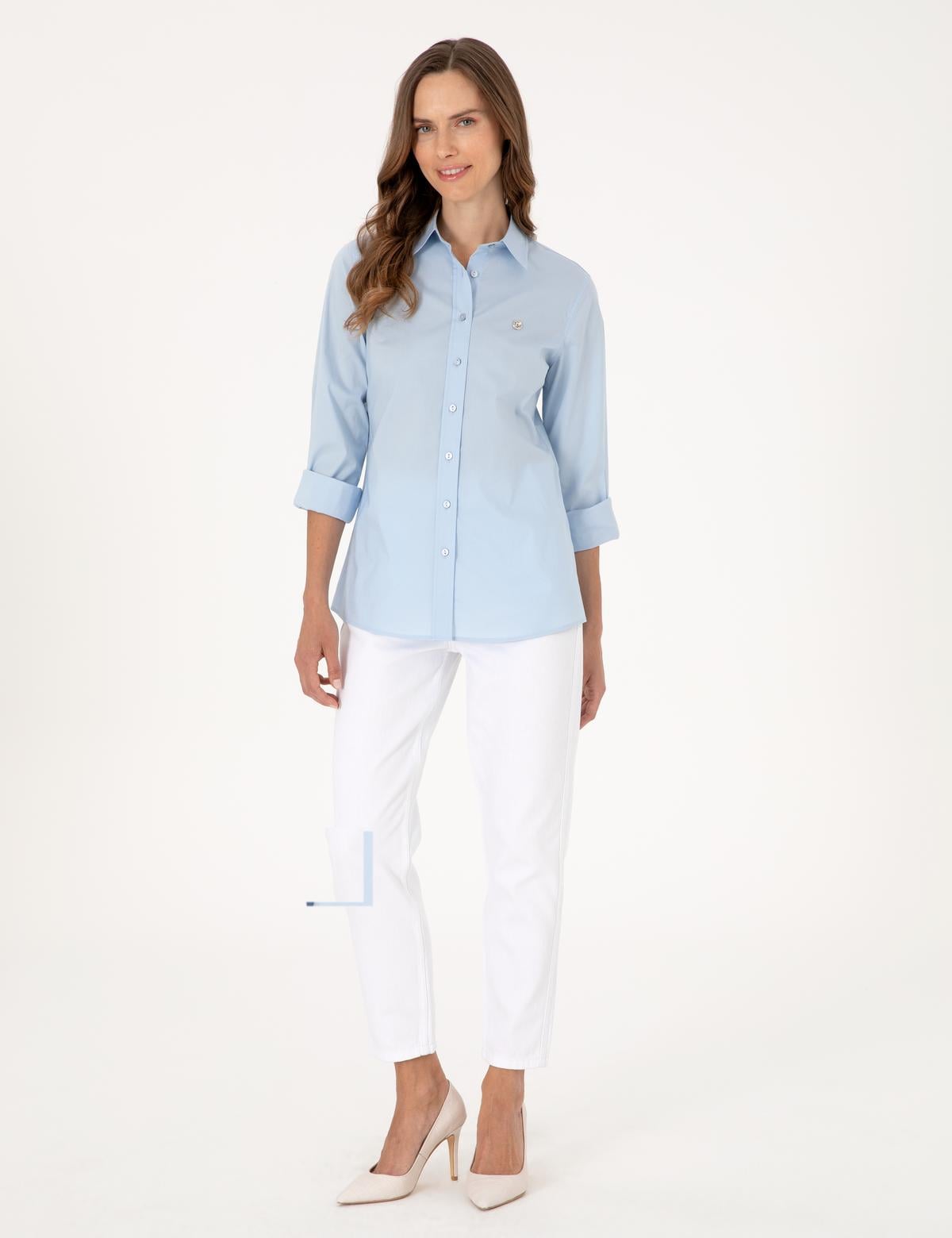 Açık Mavi Slim Fit Uzun Kollu Gömlek - 50313589015