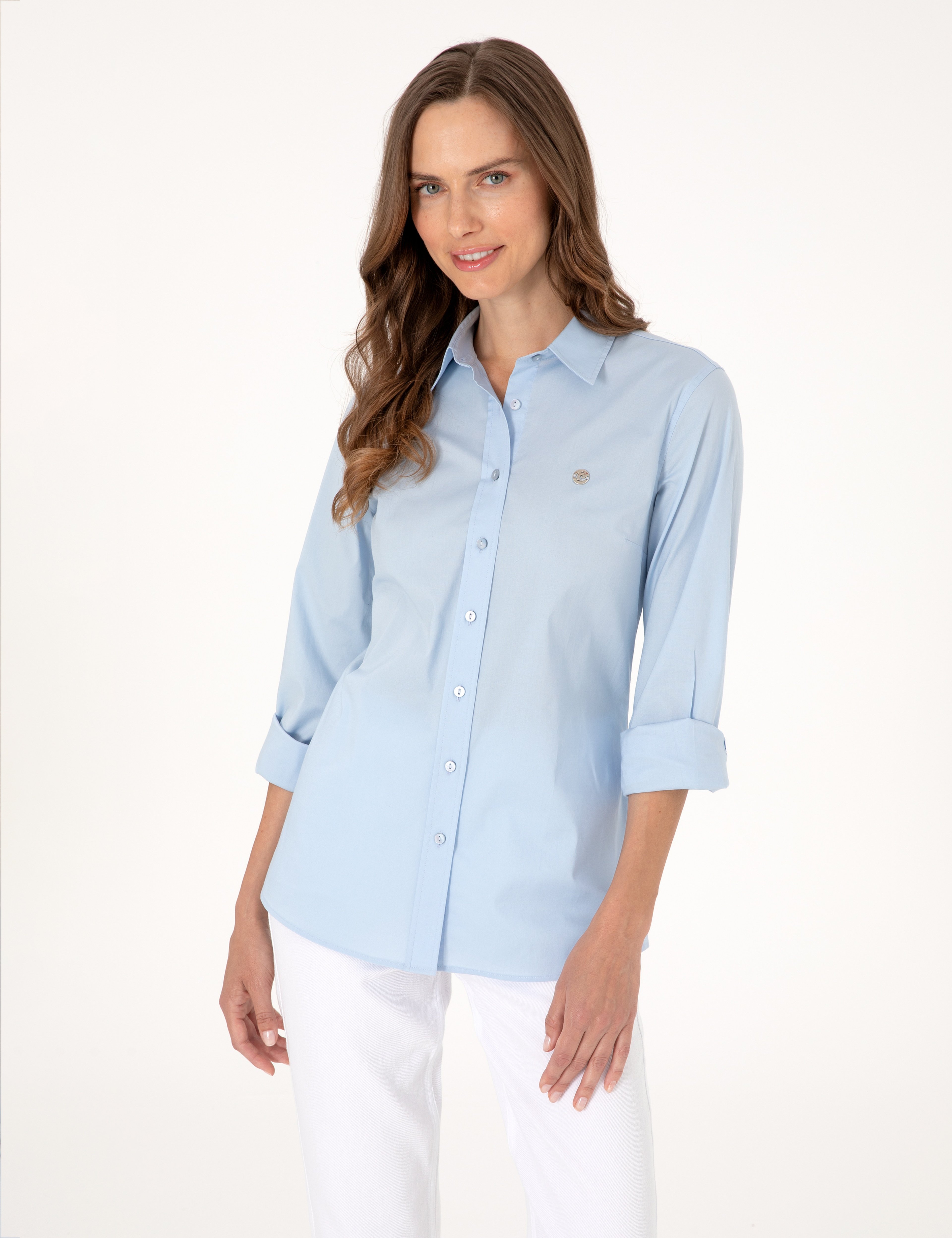 Açık Mavi Slim Fit Uzun Kollu Gömlek - Image 1