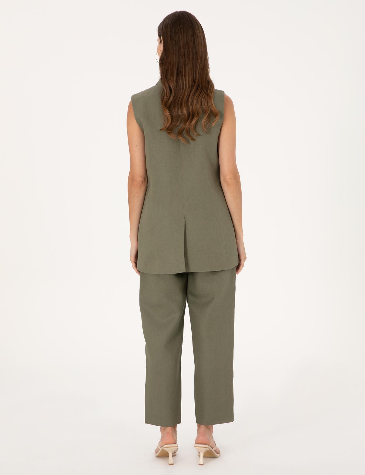 Haki Carrot Fit Keten Pantolon - 50299985002