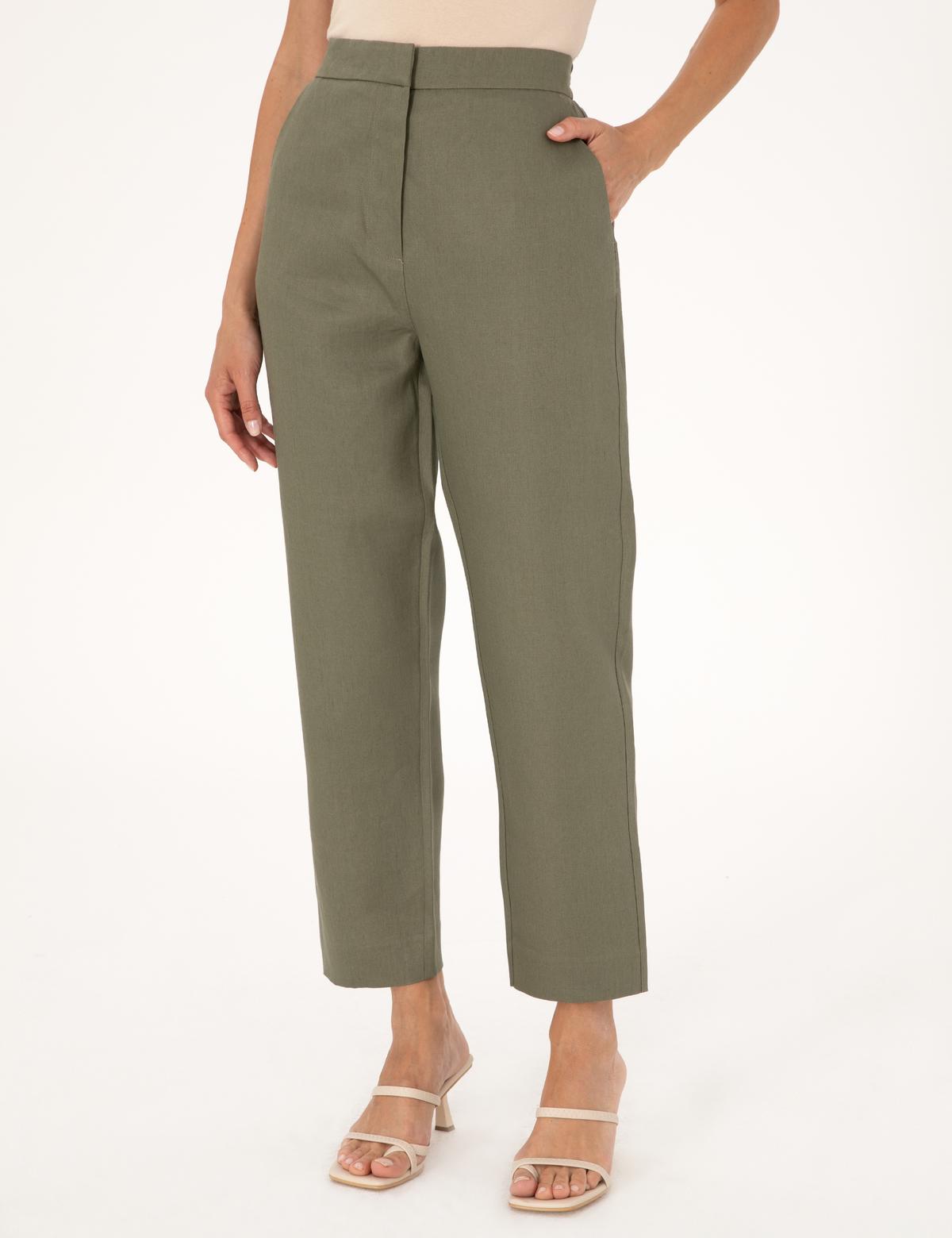 Haki Carrot Fit Keten Pantolon - 50299985002