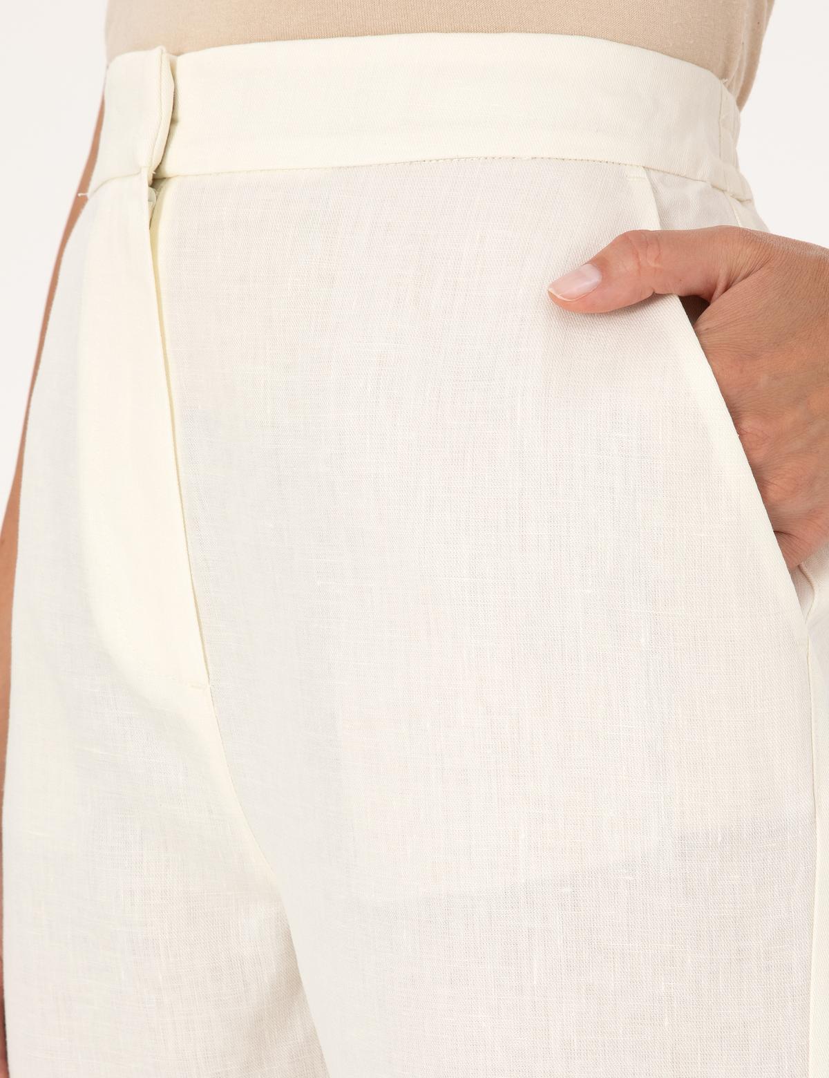 Ekru Carrot Fit Keten Pantolon - 50299985024