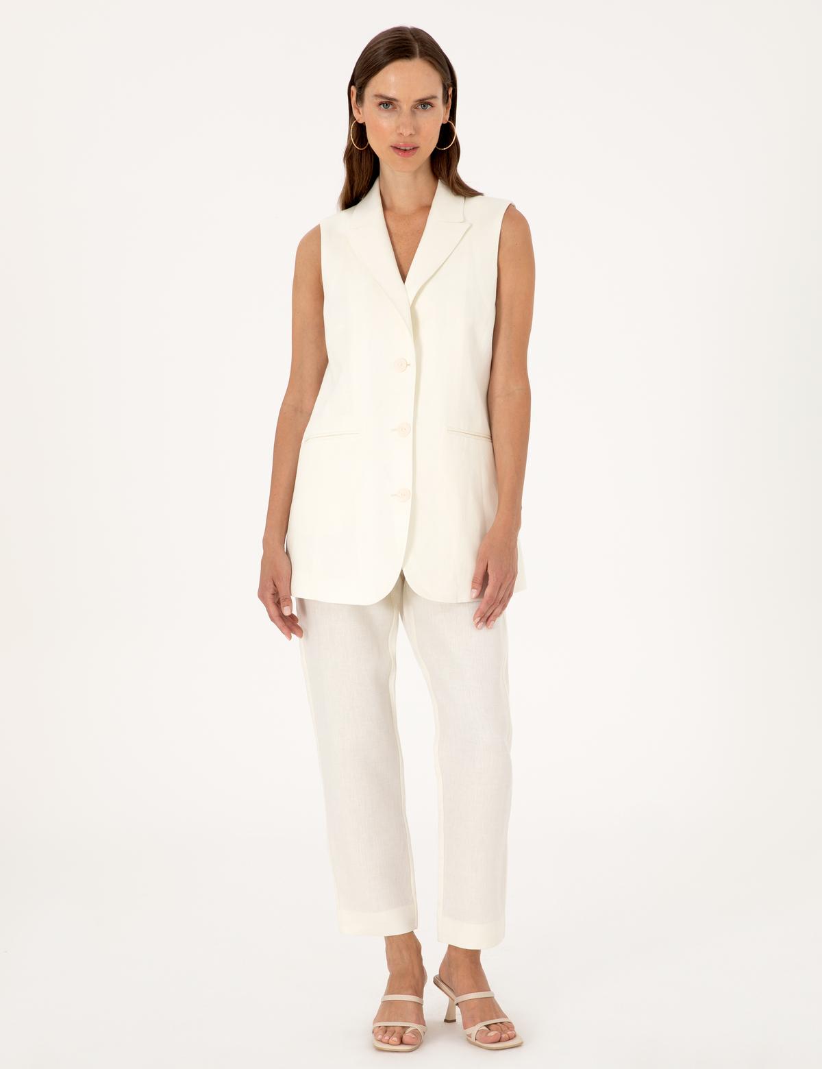 Ekru Carrot Fit Keten Pantolon - 50299985024