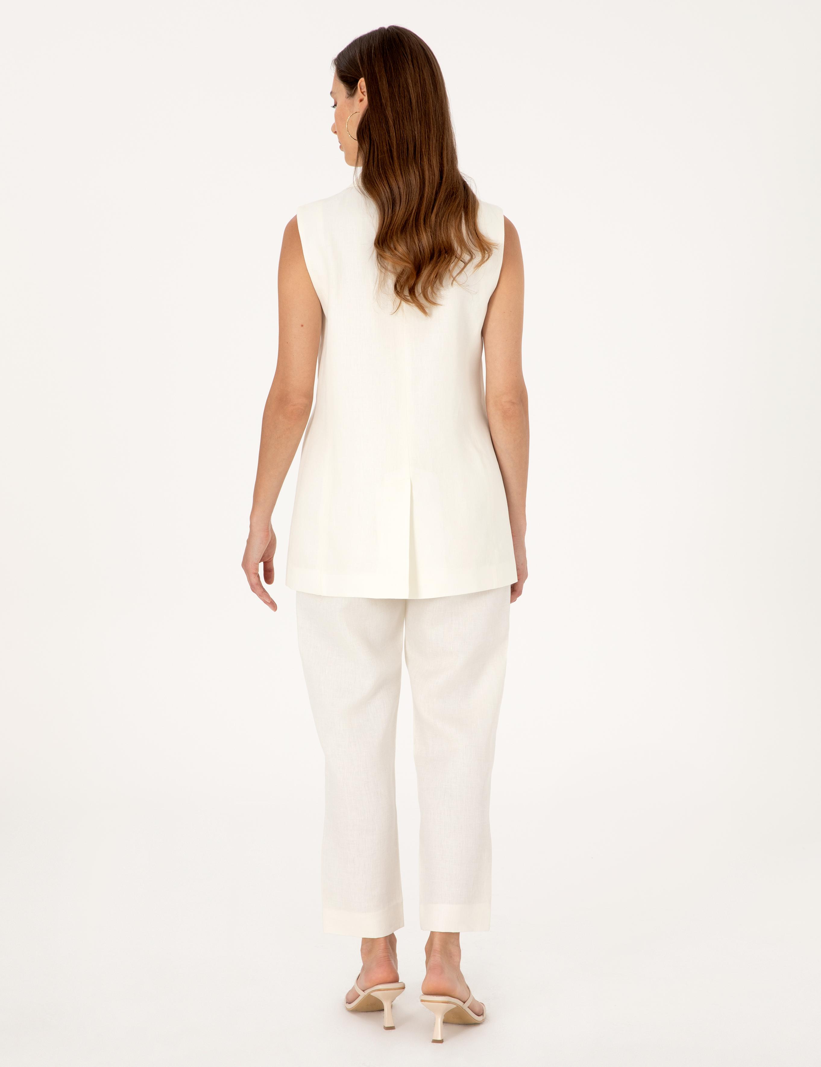 Ekru Carrot Fit Keten Pantolon