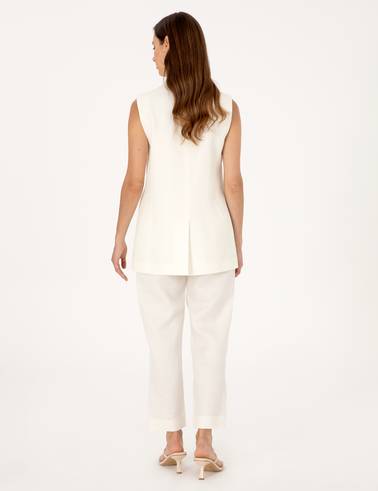 Ekru Carrot Fit Keten Pantolon