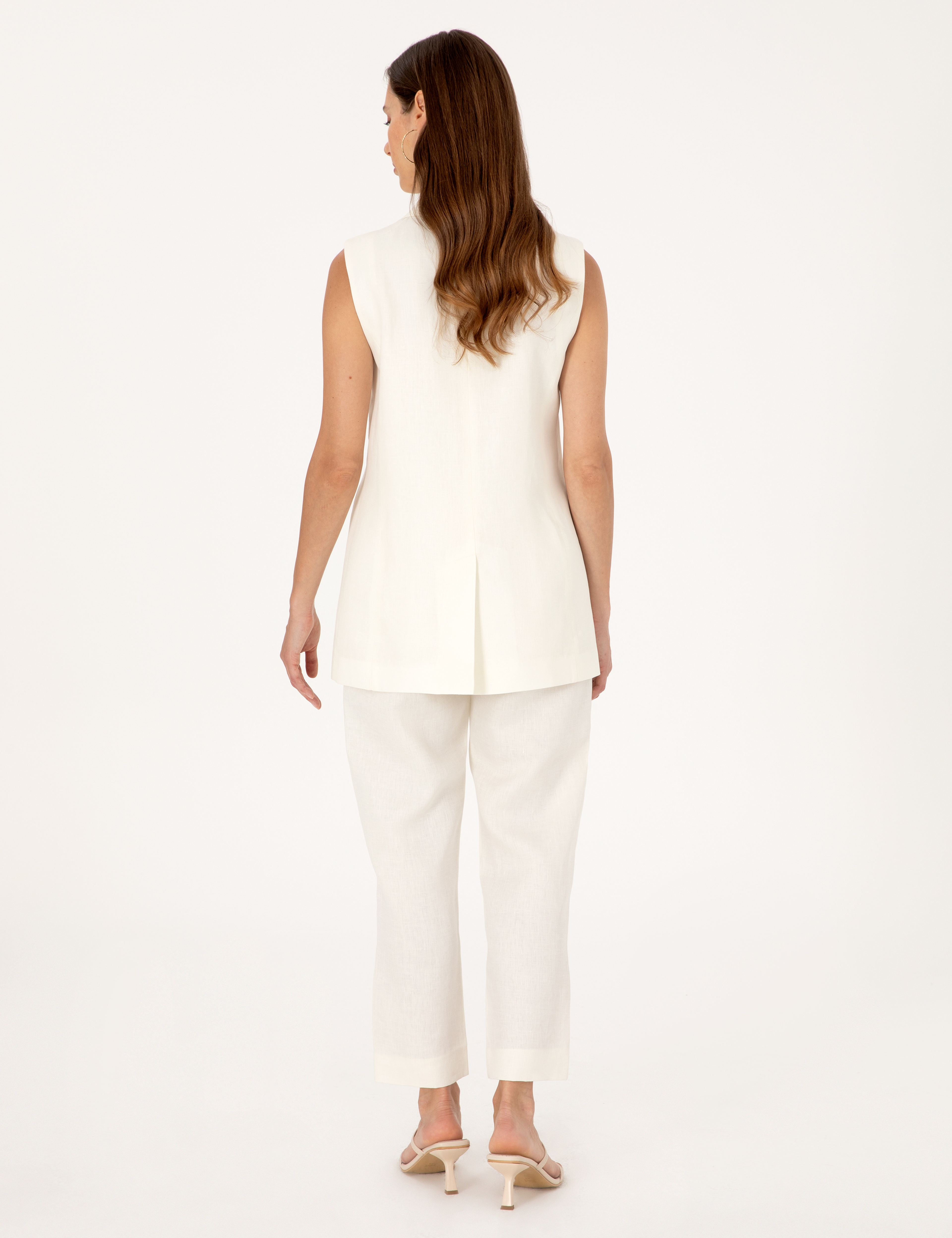 Ekru Carrot Fit Keten Pantolon - Image 4