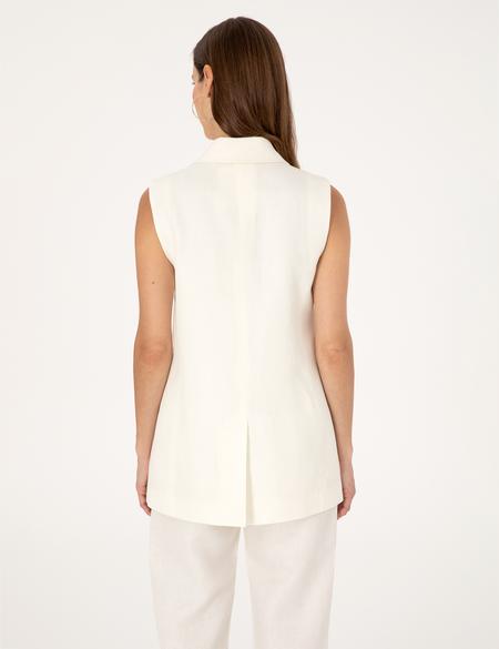 Ekru Regular Fit Keten Yelek - 50299950023