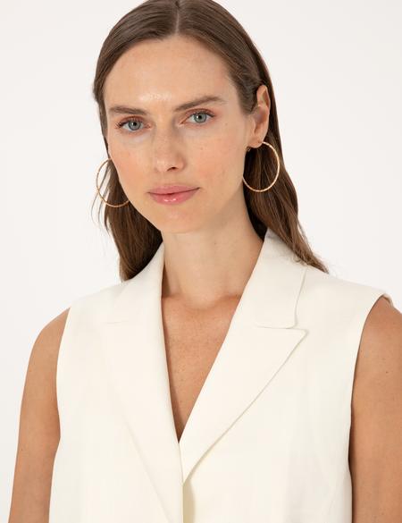 Ekru Regular Fit Keten Yelek - 50299950023