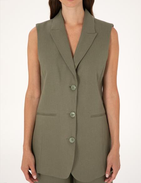 Haki Regular Fit Keten Yelek - 50299950002