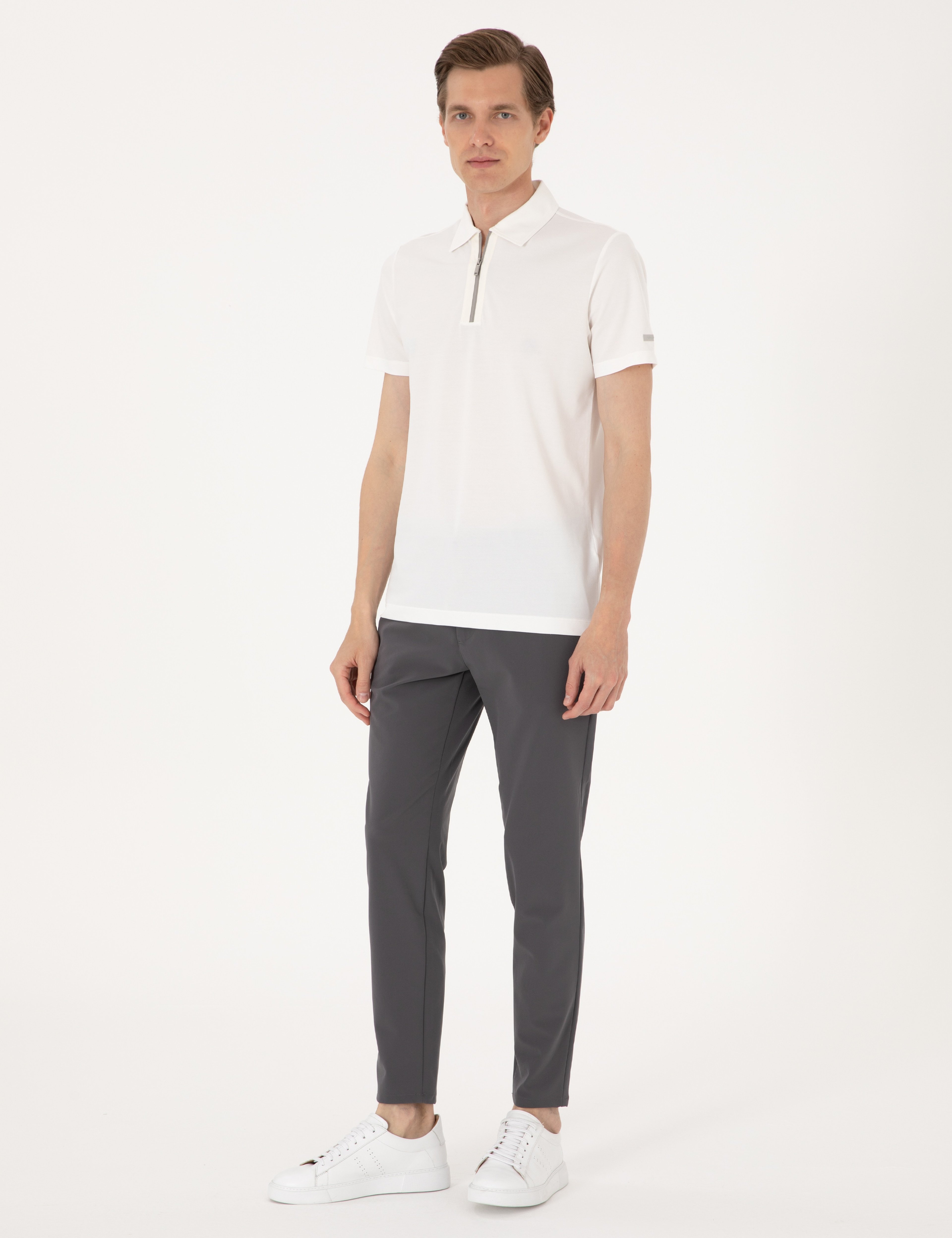 Ekru Ultralight Kumaş Slim Fit Polo Yaka Tişört