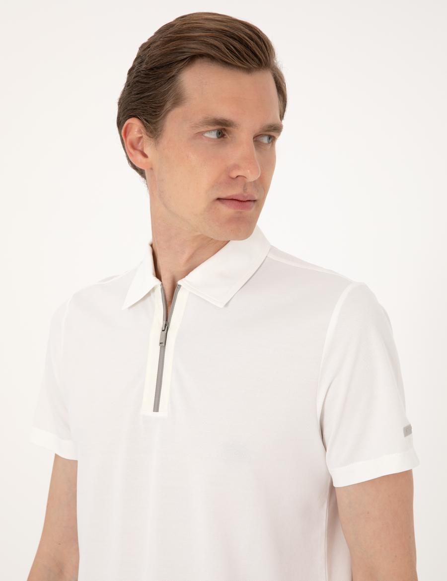Ekru Ultralight Kumaş Slim Fit Polo Yaka Tişört