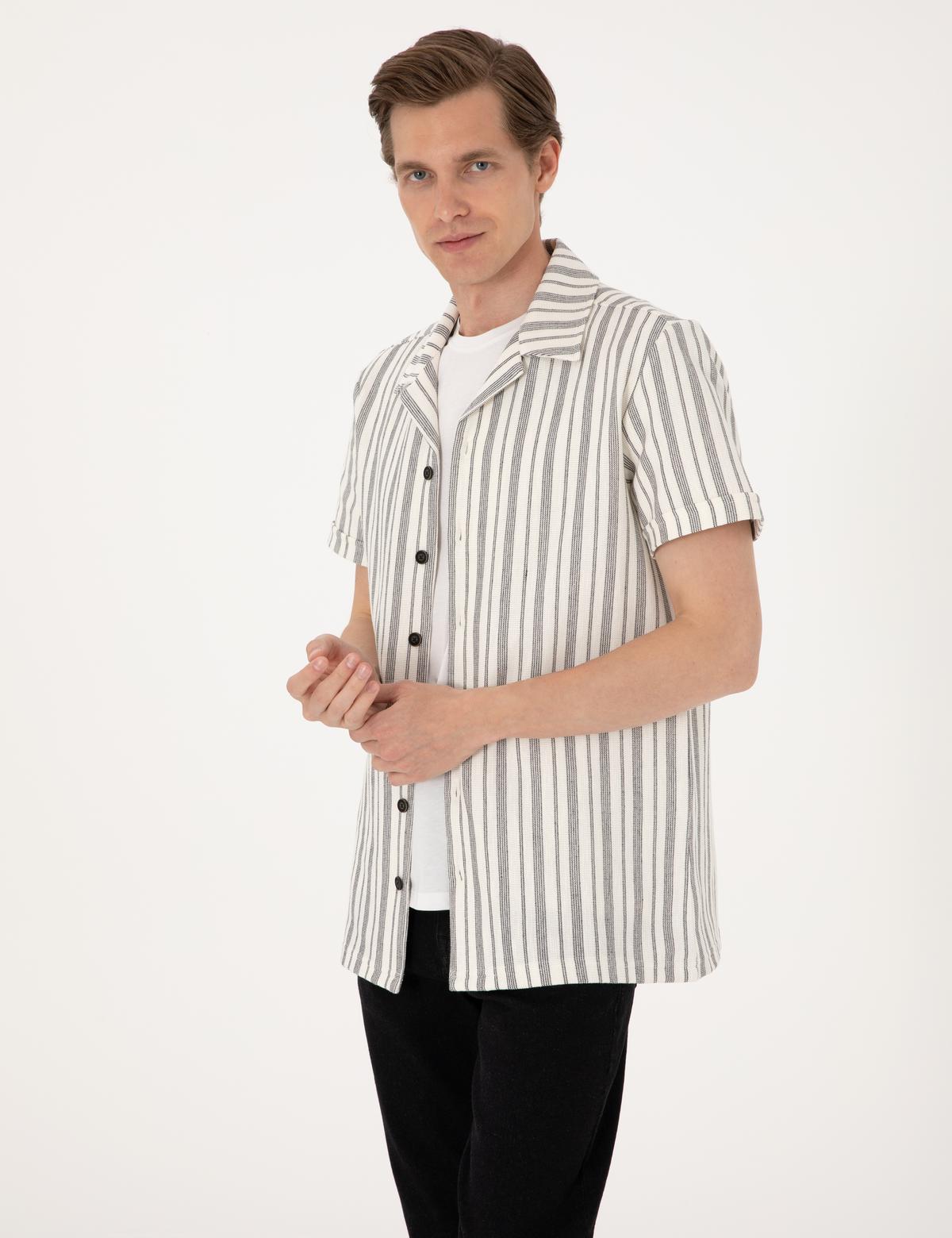 Lacivert Regular Fit Örme Gömlek - 50303876062