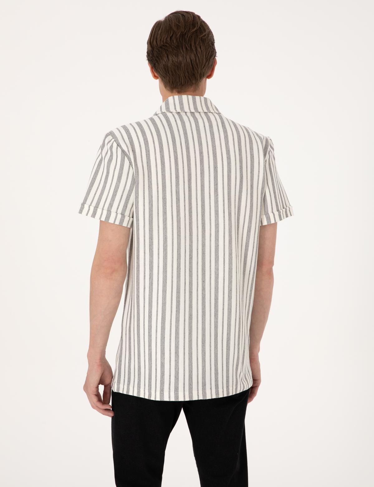 Lacivert Regular Fit Örme Gömlek - 50303876062