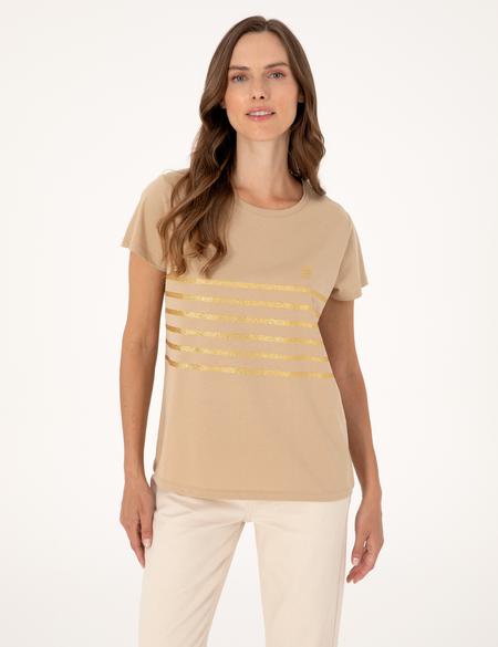 Bej Regular Fit Tişört - 50305768021