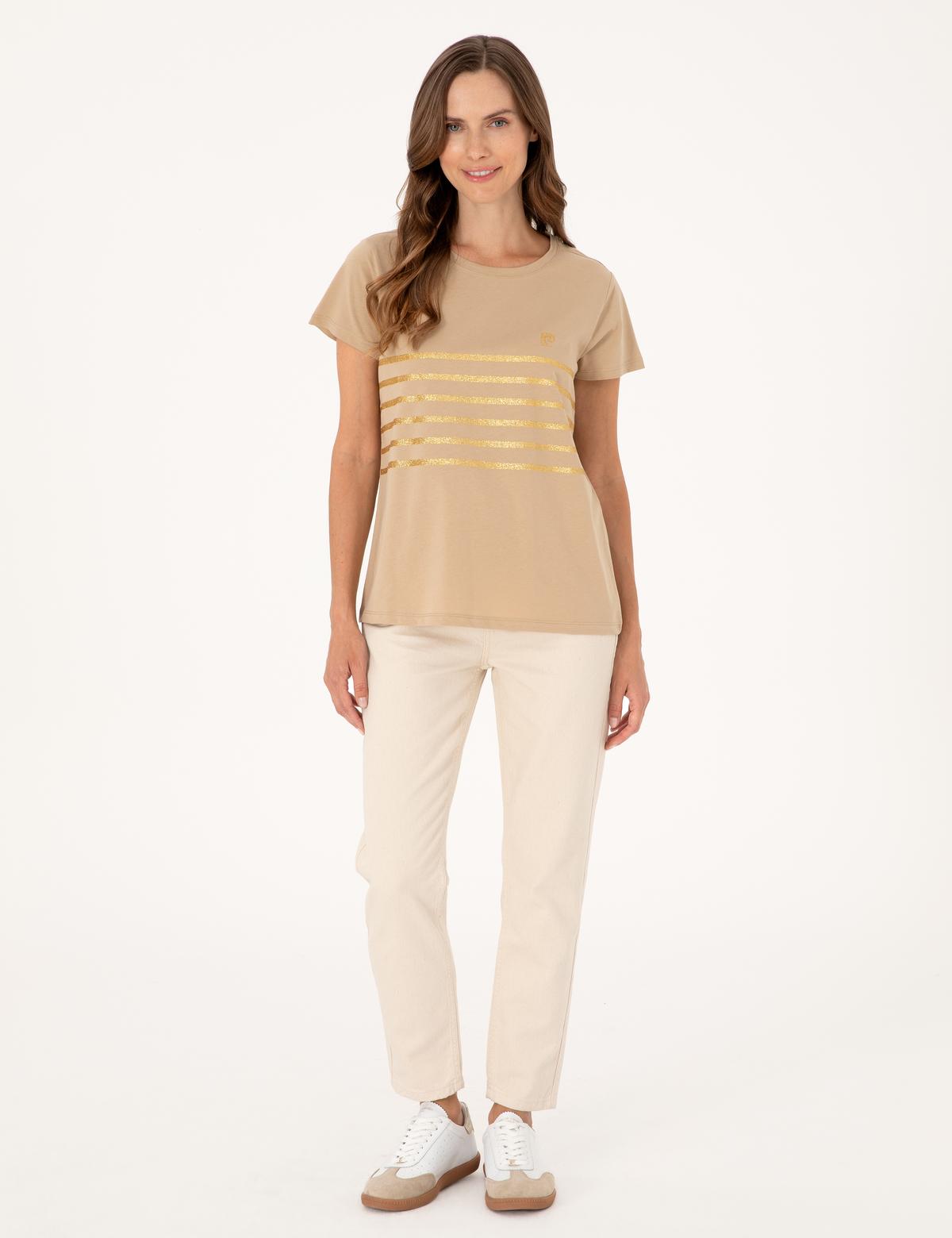 Bej Regular Fit Tişört - 50305768021