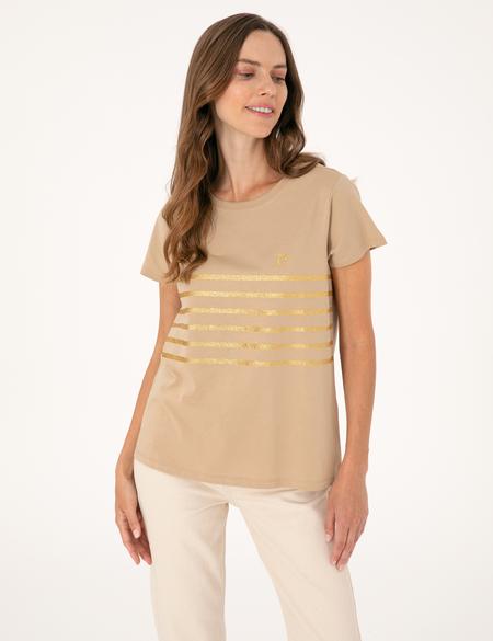 Bej Regular Fit Tişört - 50305768021