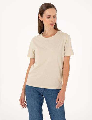 Kum Regular Fit Bisiklet Yaka Basic Tişört