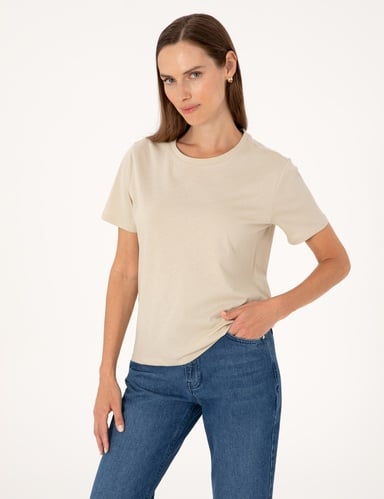 Kum Regular Fit Bisiklet Yaka Basic Tişört