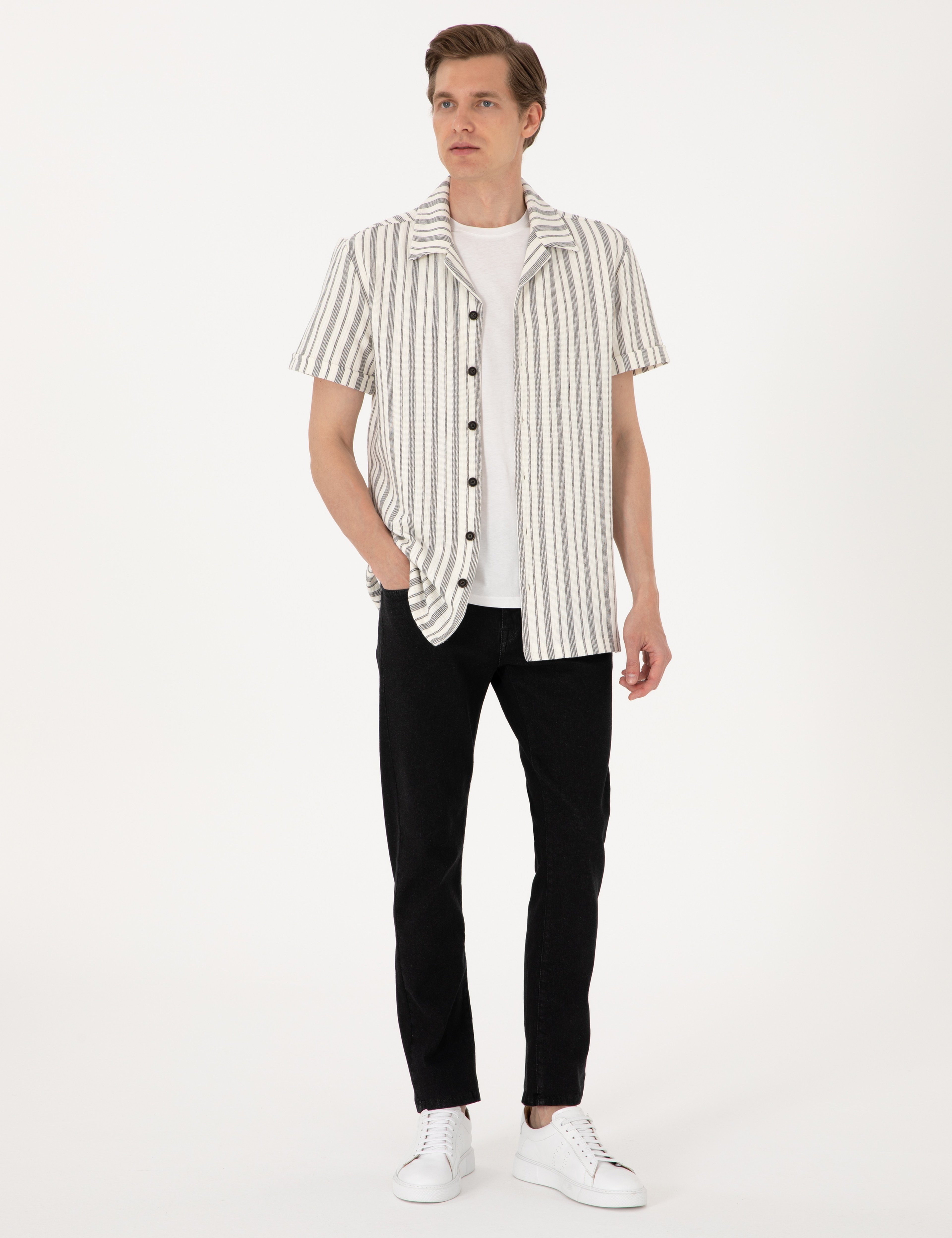 Siyah Slim Fit Jean Pantolon - Image 1