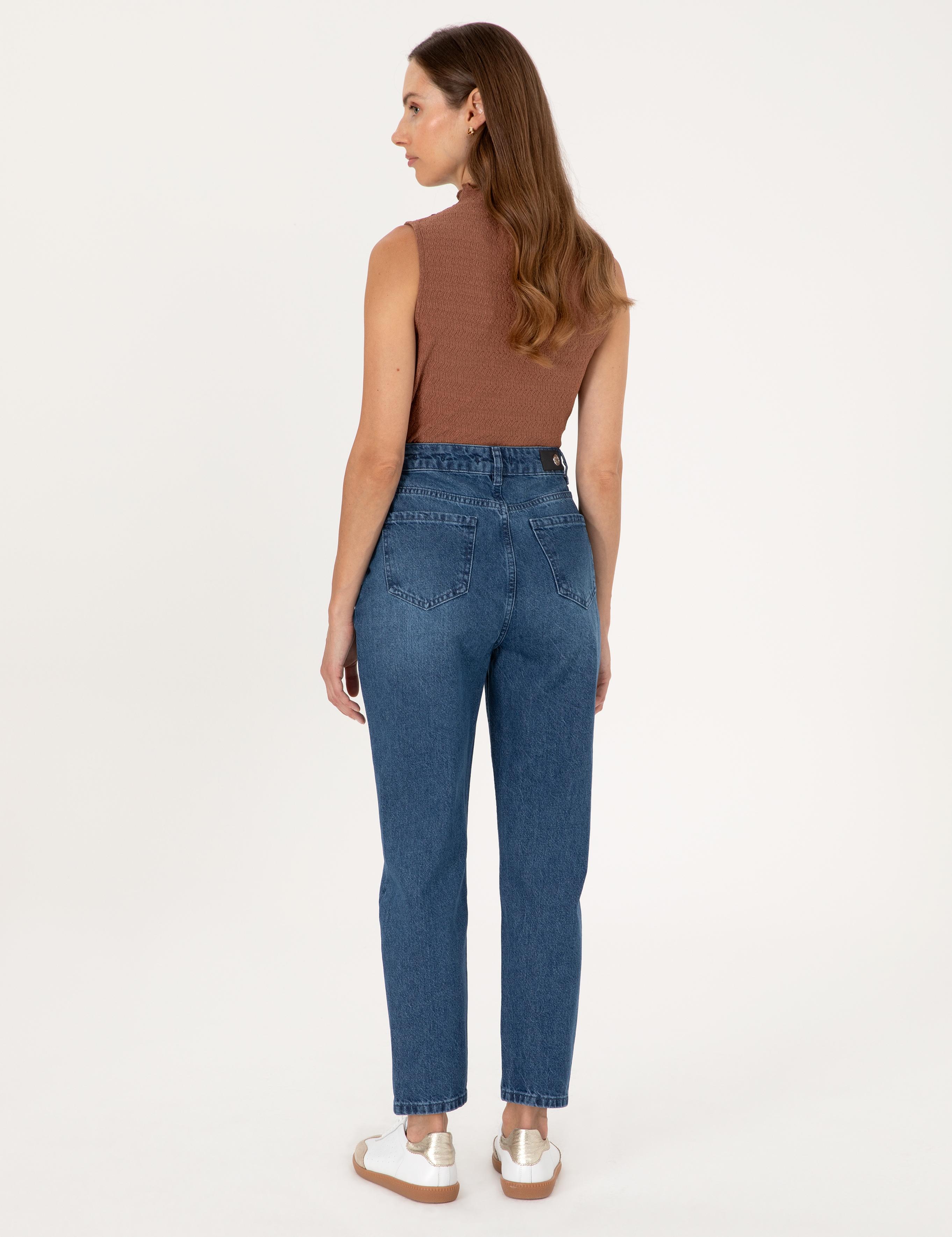 Açık Mavi Mom High Waist Fit Jean Pantolon