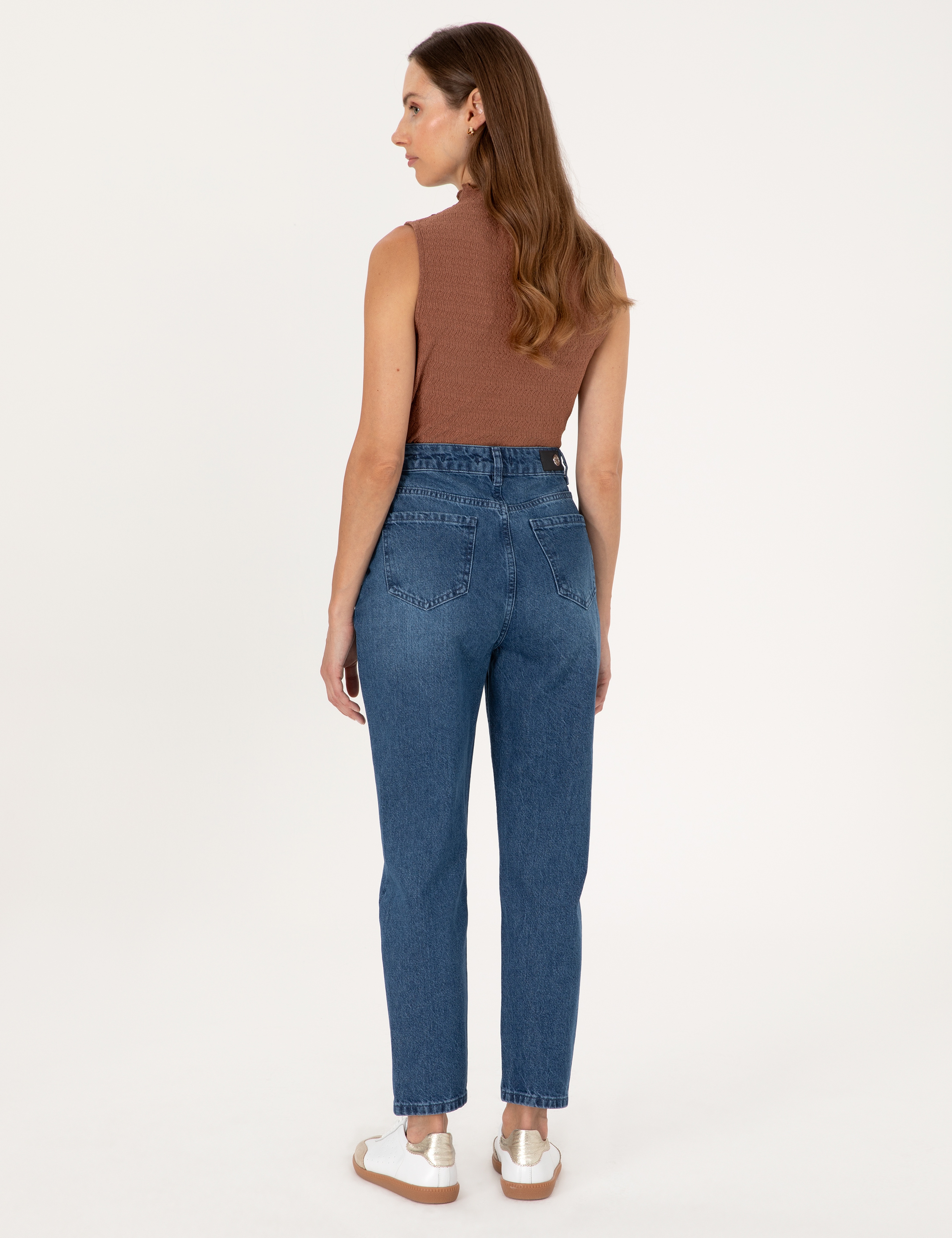 Açık Mavi Mom High Waist Fit Jean Pantolon - Image 4