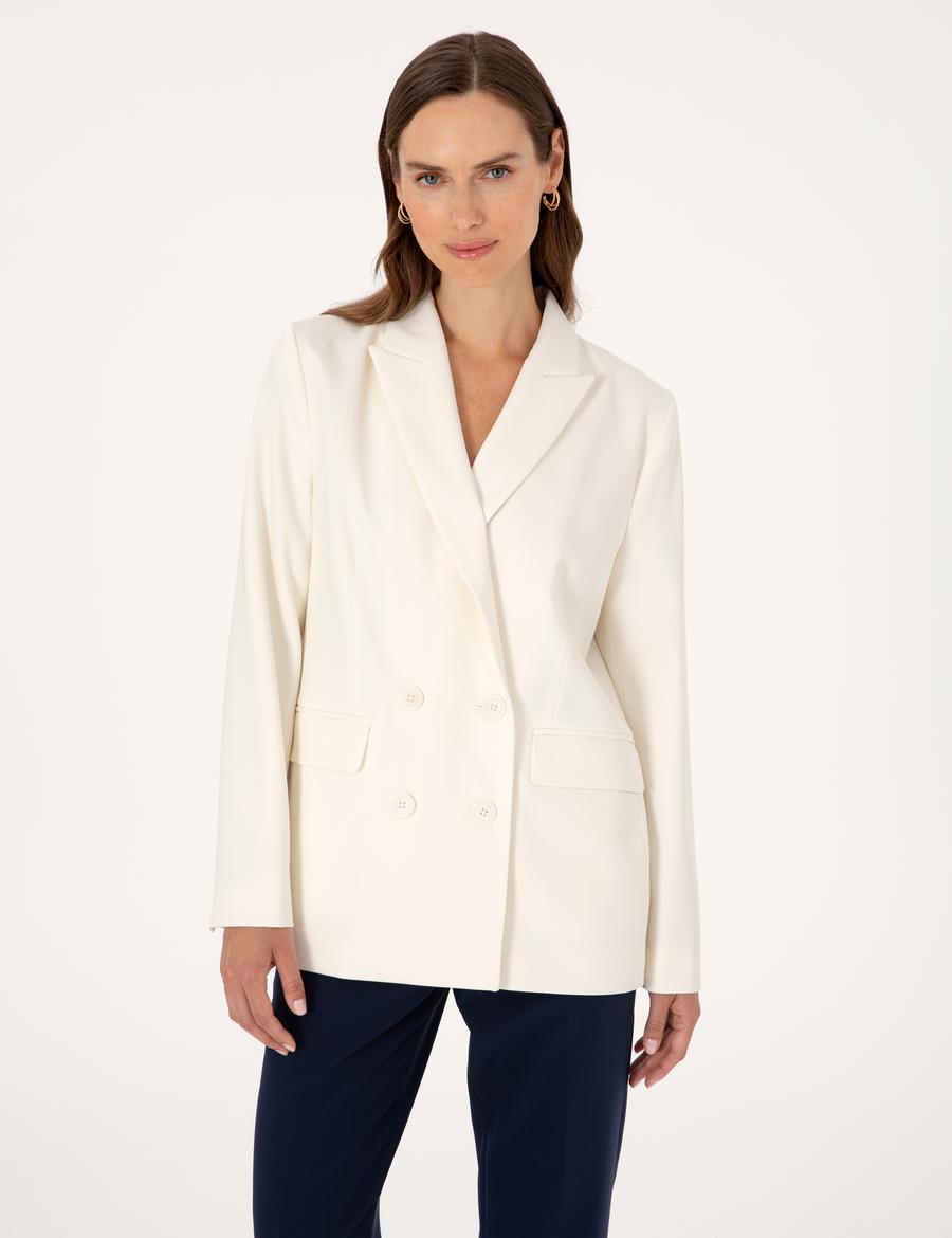 Beyaz Comfort Fit Ceket