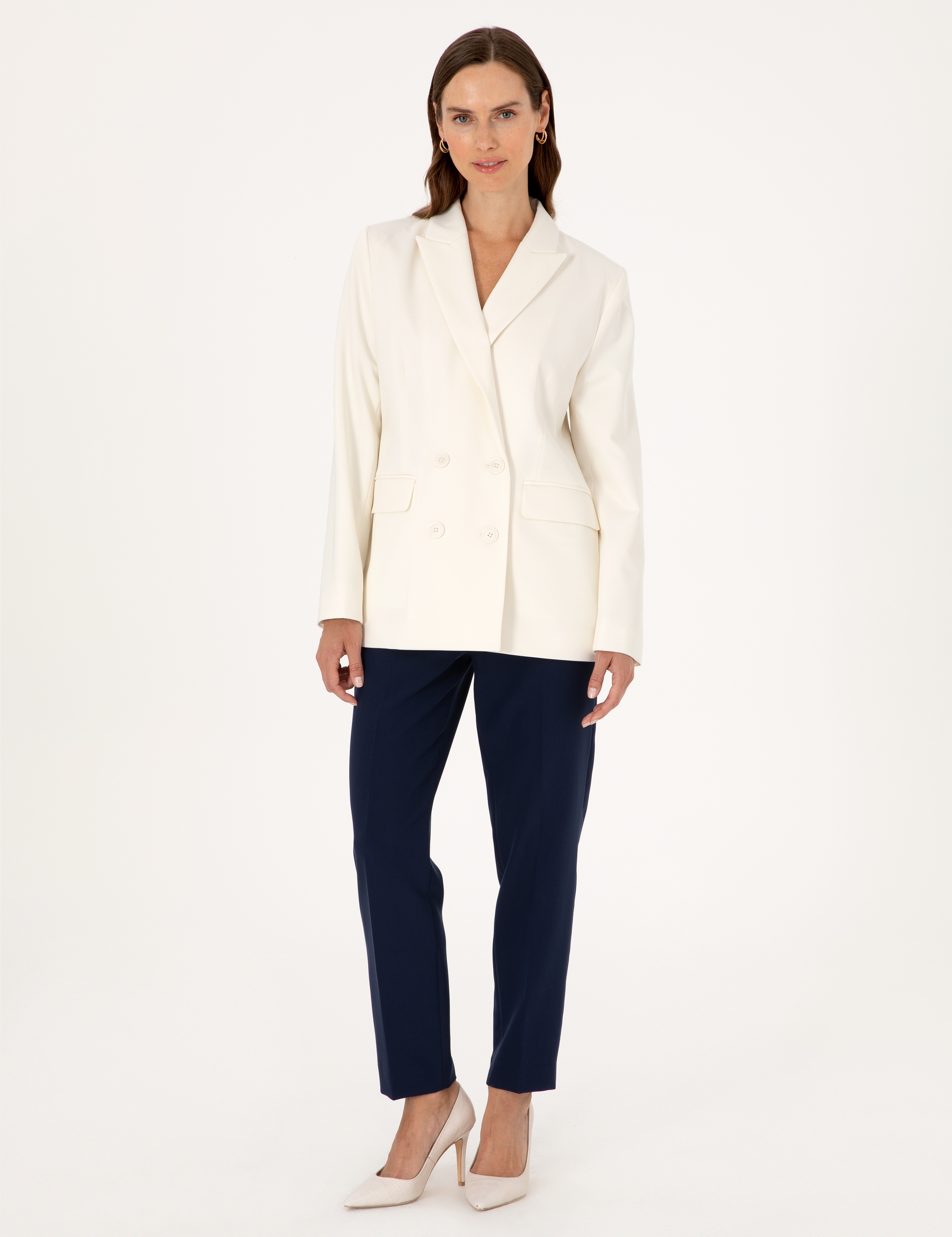 Beyaz Comfort Fit Ceket - Image 4