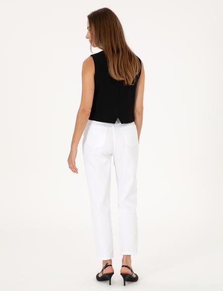 Beyaz Mom High Waist Fit Jean Pantolon - 50313234011