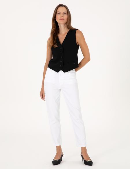 Beyaz Mom High Waist Fit Jean Pantolon - 50313234011