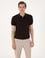 Kahverengi Slim Fit Keten Karışımlı Polo Yaka Triko Tişört