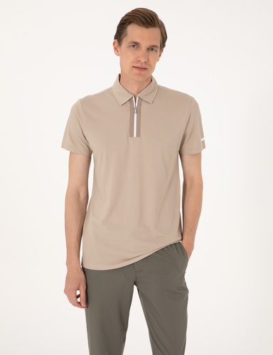 Taş Ultralight Kumaş Slim Fit Fermuarlı Polo Yaka Tişört