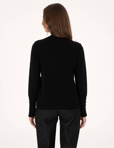 Siyah Slim Fit Yarım Balıkçı Basic Kazak