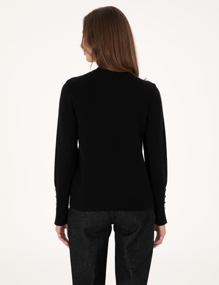 Siyah Slim Fit Yarım Balıkçı Basic Kazak - 50310887019