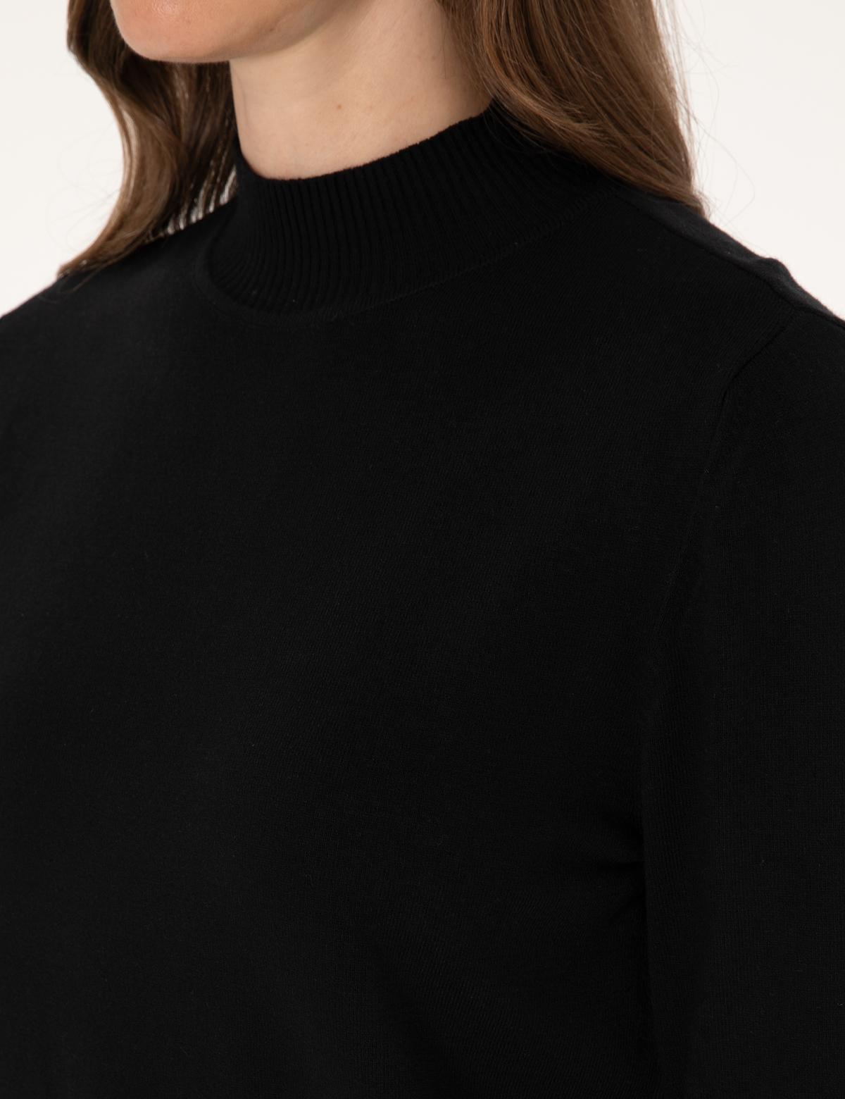 Siyah Slim Fit Yarım Balıkçı Basic Kazak - 50310887019