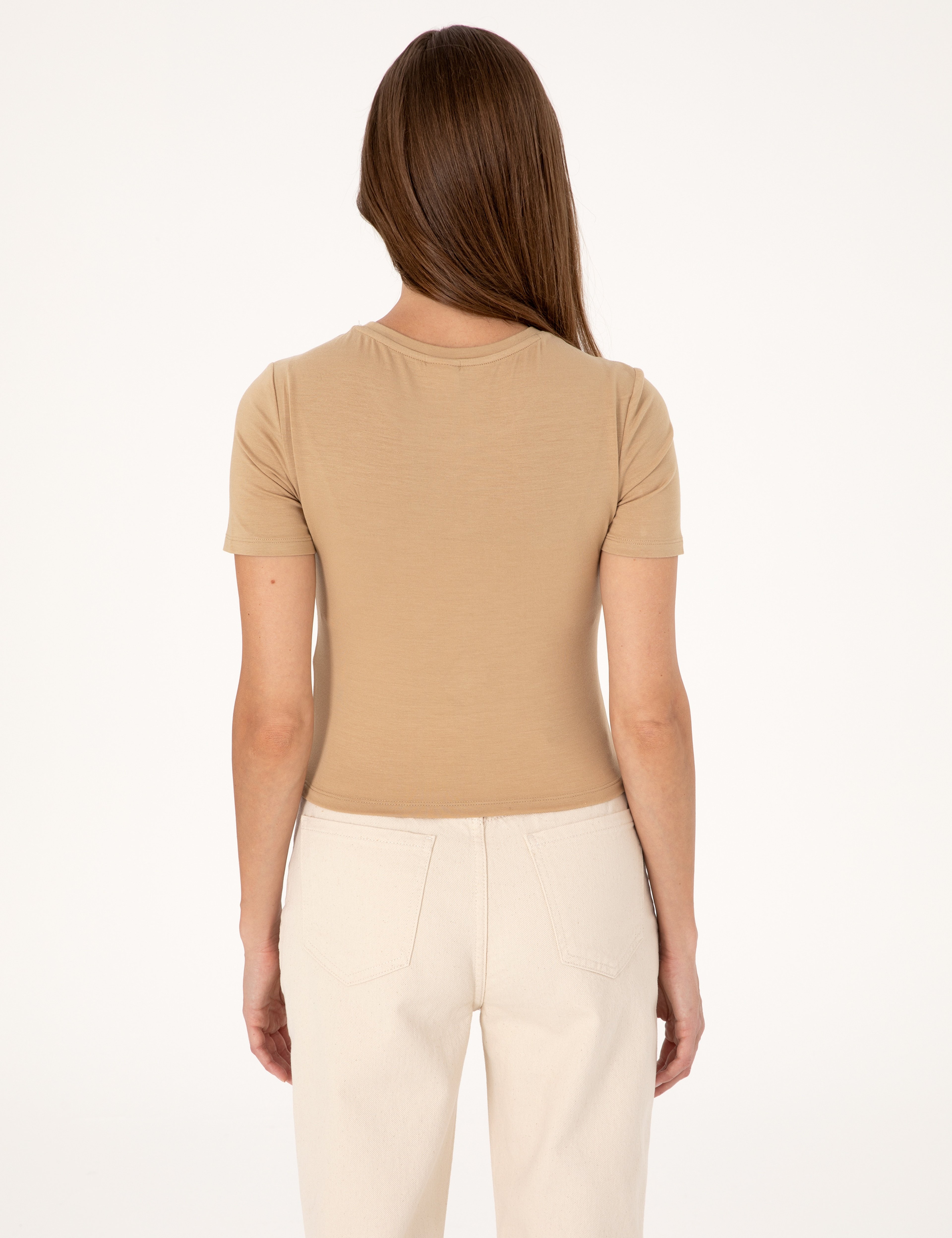 Kum Regular Fit Crop Tişört - Image 5
