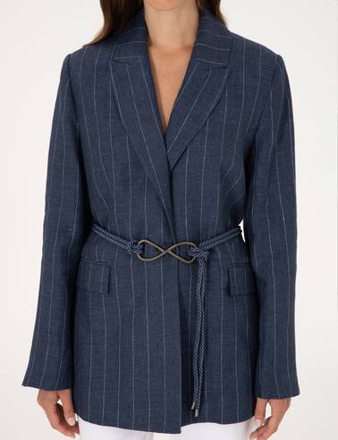 Lacivert Regular Fit Keten Ceket