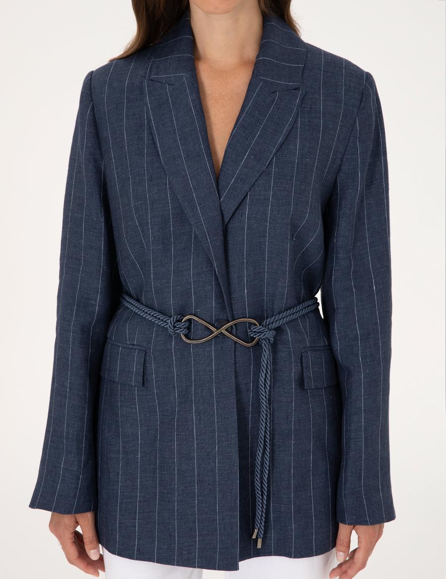 Lacivert Regular Fit Keten Ceket