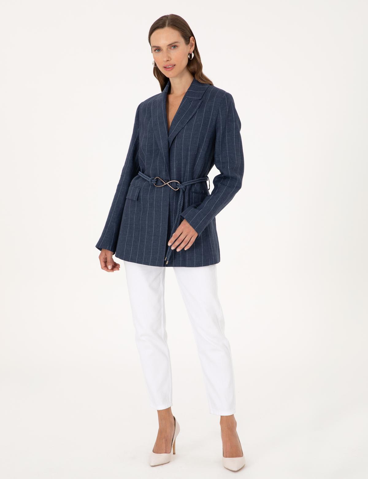 Lacivert Regular Fit Keten Ceket - 50299918001