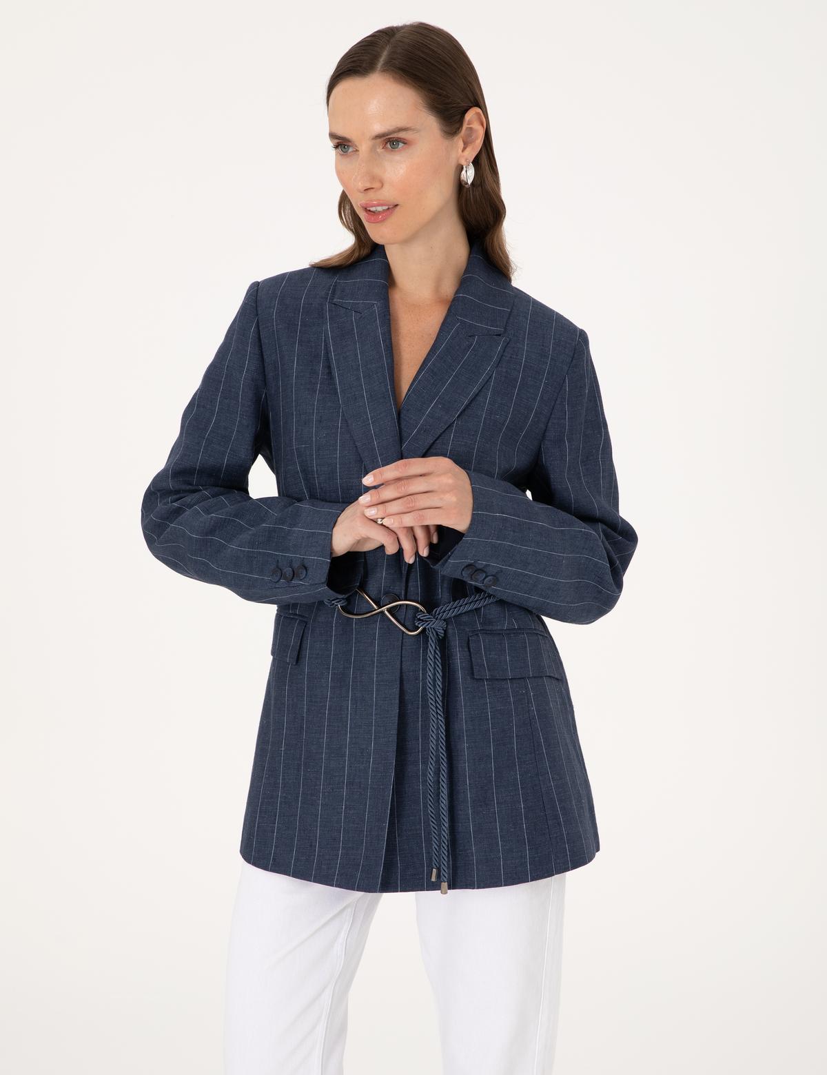 Lacivert Regular Fit Keten Ceket - 50299918001