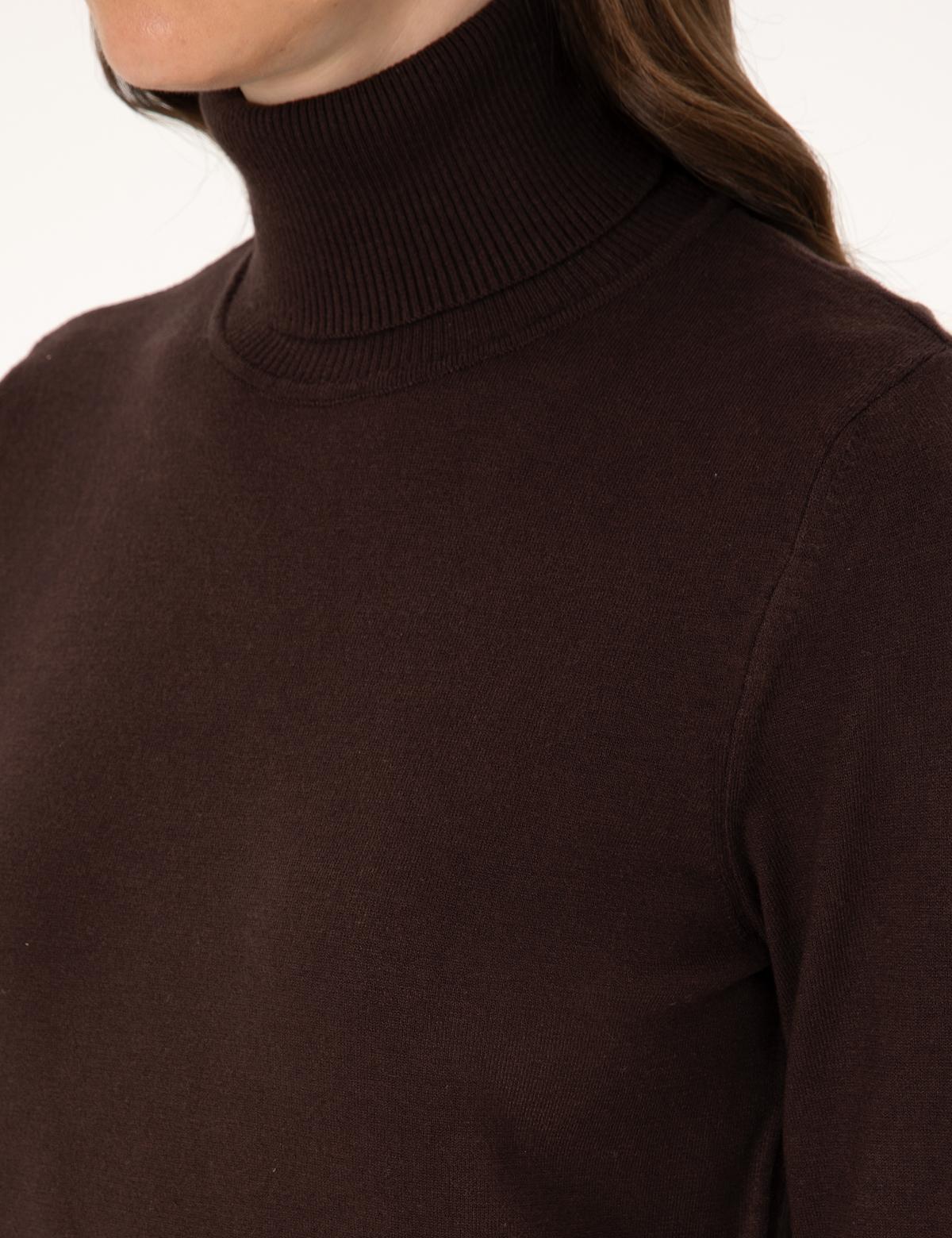 Kahverengi Slim Fit Balıkçı Yaka Basic Kazak - 50310886055