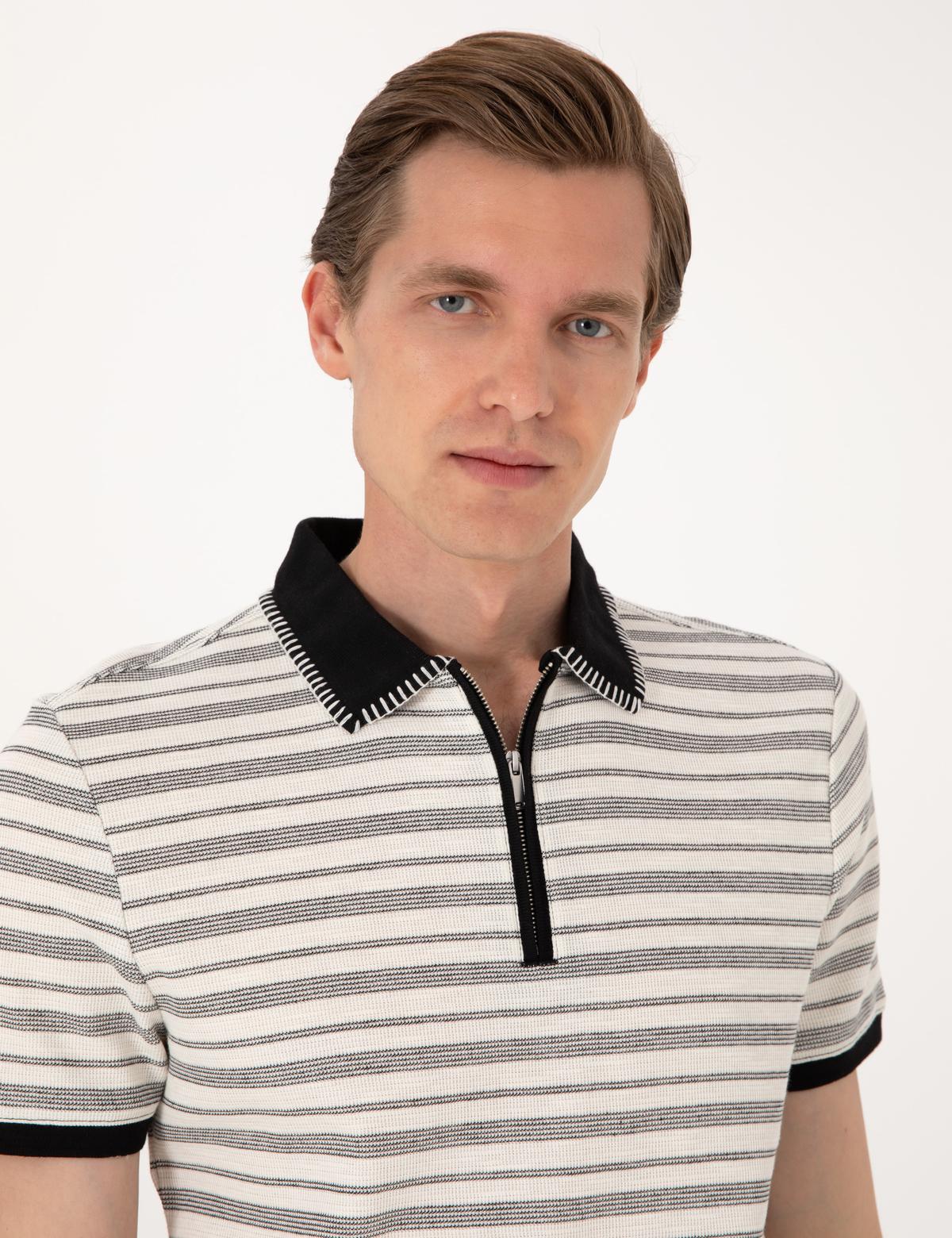 Bej Slim Fit Tişört - 50306085005