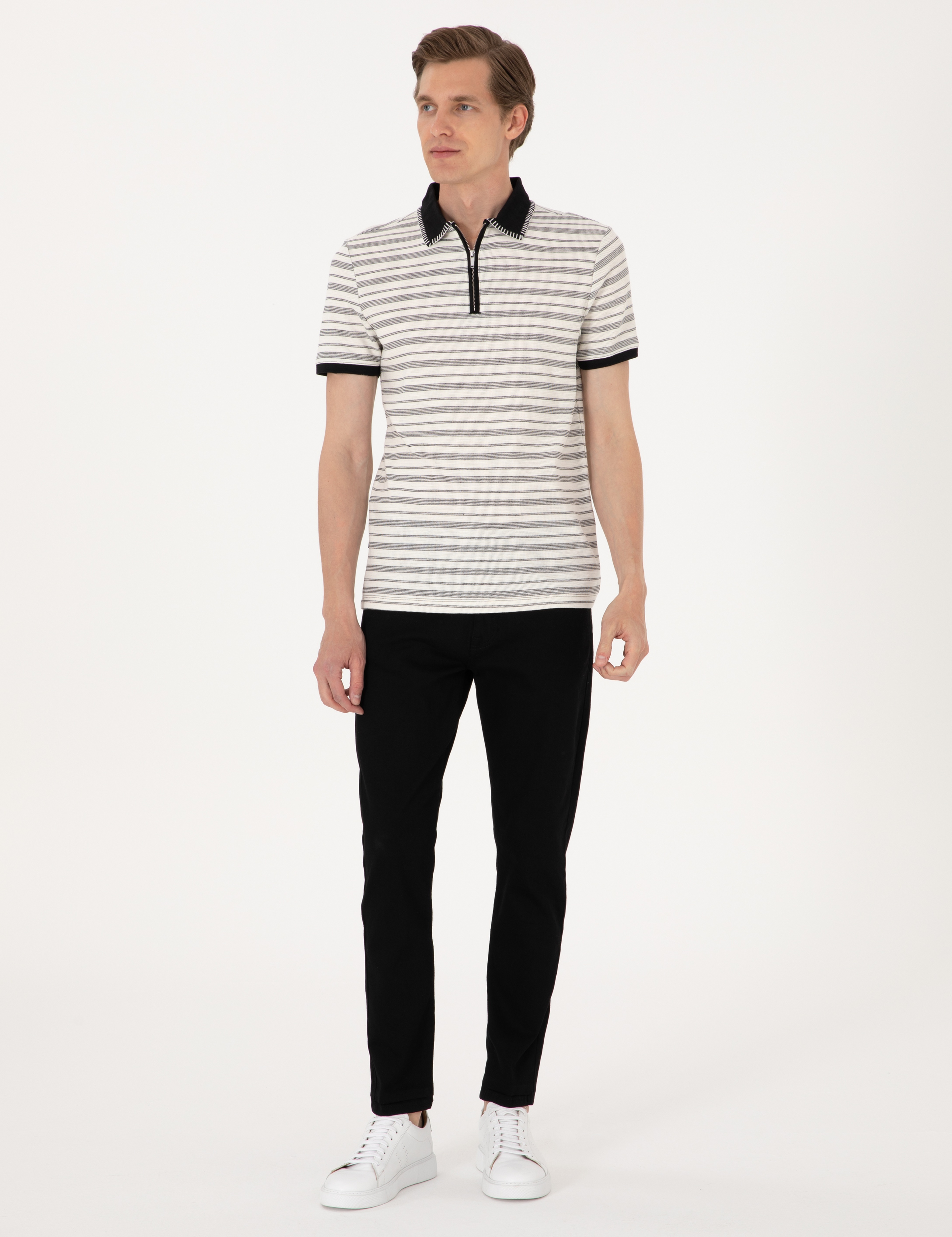 Bej Slim Fit Tişört - Image 4