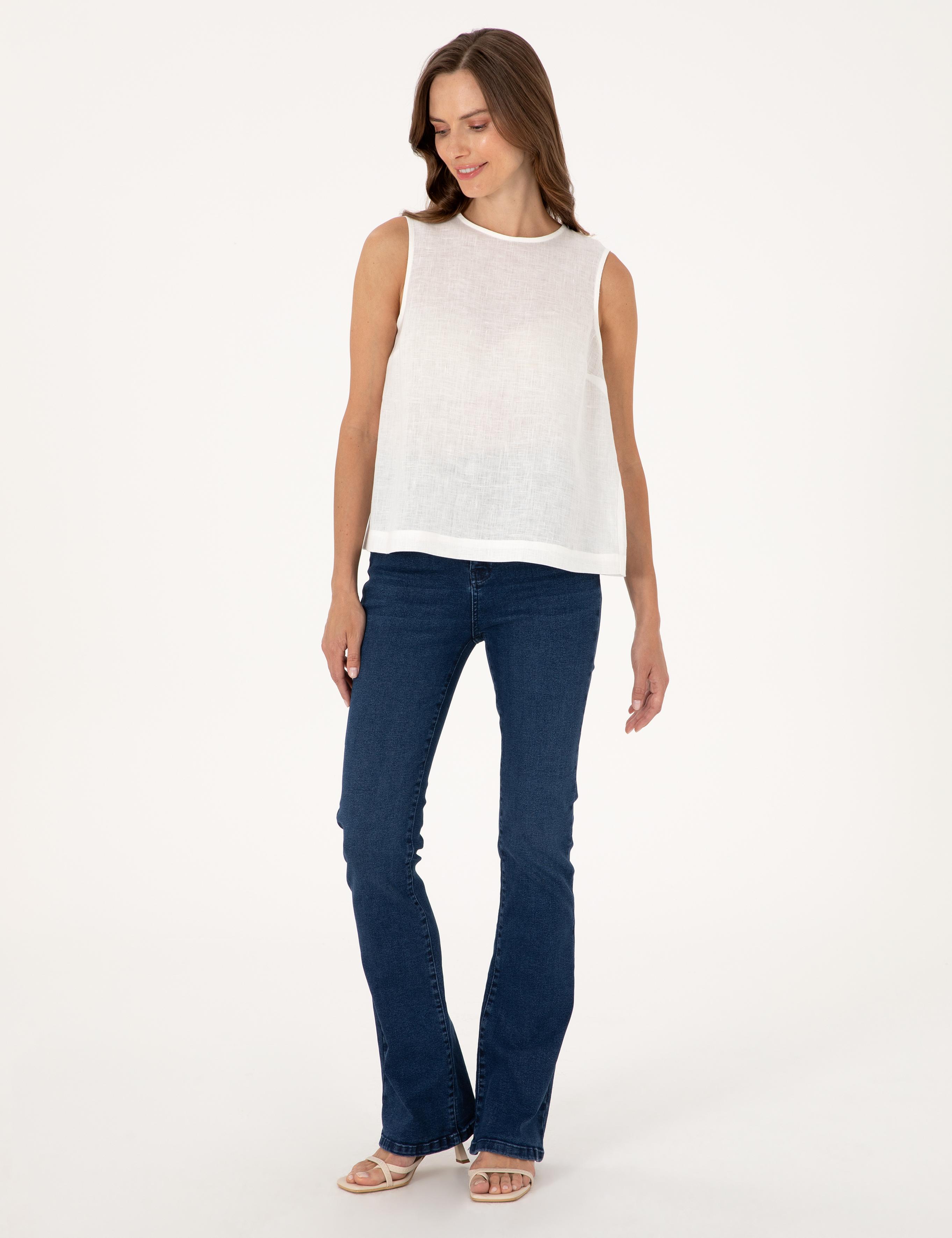Lacivert Skinny Flare Fit Jean Pantolon